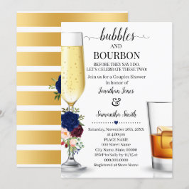 Navy Bubbles & Bourbon bevor ich Paare Dusche Einladung