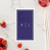 Navy Bue Sage Grün Monogramm Name Coole Hochzeit Serviette (Beispiel)