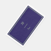 Navy Bue Sage Grün Monogramm Name Coole Hochzeit Serviette (Ecke)