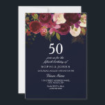 Navy & Burgund Blume 50. Geburtstagsparty Einladun Einladung<br><div class="desc">Navy & Burgund Blume 50. Geburtstagsparty Einladung Matching Sammlung in Nest und Nest Shop. Boho chic bordeauxrot weiß Aquarell Blüte Schöne handgemalte Aquarellbilderin</div>