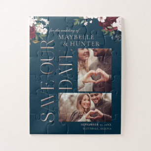 Navy & Burgund Florals Foto Rettete Puzzle