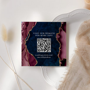 Navy, Burgund & Gold Achat Website QR Code Mitteilungskarte