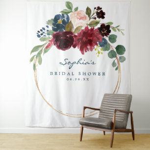 Navy Burgunder Brautparty Dekoration Hintergrund Wandteppich