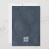 Navy Burgunder Wasserfarben Blumen QR-Code Einladung (Rückseite)