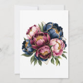 Navy Burgundy Blush Pink Peony Couples Dusche Einladung (Rückseite)