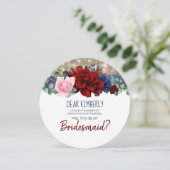 Navy Burgundy Blush werden Sie meine Bridesmaid se Einladung (Stehend Vorderseite)