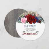 Navy Burgundy Blush werden Sie meine Bridesmaid se Einladung (Vorne/Hinten)