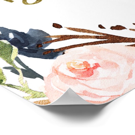 Navy Burgundy Brautparty Foto Kabine Rahmen Poster (Ecke)