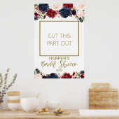 Navy Burgundy Brautparty Foto Kabine Rahmen Poster (Küche)