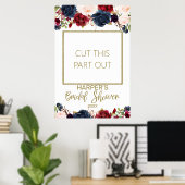 Navy Burgundy Brautparty Foto Kabine Rahmen Poster (Heimbüro)