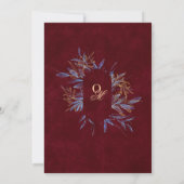 Navy & Burgundy Classic Monogram Wedding Einladung (Rückseite)