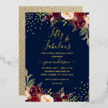 Navy Burgundy Floral Confetti 50 & Fabulous Folieneinladung<br><div class="desc">Hübschere 50. Geburtstagseinladungen im Kleinen Bayleigh Store!</div>