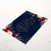 Navy Burgundy Floral Confetti 50 & Fabulous Folieneinladung (Gedreht)