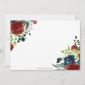 Navy Burgundy Floral Drive Thru Brautparty Einladung (Rückseite)