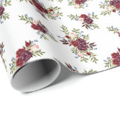 Navy + Burgundy Floral Wrapping Paper Geschenkpapier (Rolleneckpunkt)