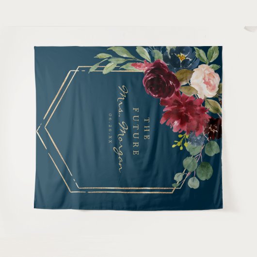 Navy Burgundy Future Frau Brautparty Backdrop Wandteppich (Vorderseite (Horizontal))