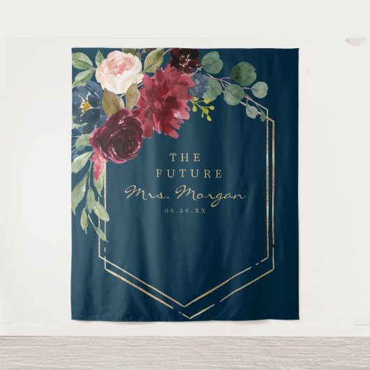 Navy Burgundy Future Frau Brautparty Backdrop Wandteppich (Vorderseite)