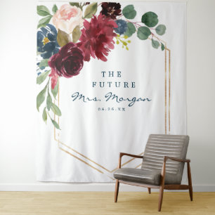 Navy Burgundy Future Frau Brautparty Backdrop Wandteppich