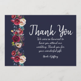 Navy Burgundy Merlot Blumenzange Dankeschön Karte