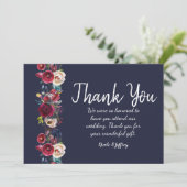 Navy Burgundy Merlot Blumenzange Dankeschön Karte (Stehend Vorderseite)