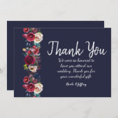 Navy Burgundy Merlot Blumenzange Dankeschön Karte (Vorne/Hinten)