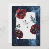 Navy Burgundy Peony Wedding Invitation Suite Einladung (Rückseite)