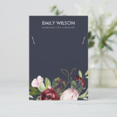 NAVY BURGUNDY PROTEA FLORAL NECKLACE DISPLAY CARD BEGLEITKARTE (Stehend Vorderseite)