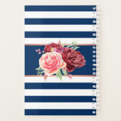 Navy Burgundy Stripes Floral Monogram Planer (Rückseite)