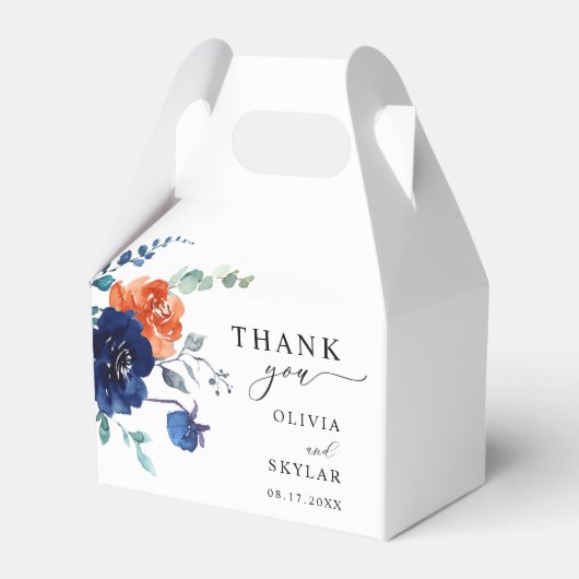 Navy Burnt Orange Elegante Hochzeit im Herbst Geschenkschachtel (Vorderseite)