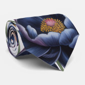 Navy & Burnt Orange Floral Wedding Krawatte (Gerollt)