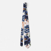 Navy & Burnt Orange Floral Wedding Krawatte (Rückseite)