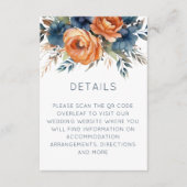 Navy Burnt Orange Florals Wedding Details Begleitkarte (Vorderseite)