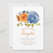 Navy Burnt Orange Hochzeit im Herbst Empfang Einladung (Vorderseite)