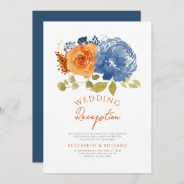 Navy Burnt Orange Hochzeit im Herbst Empfang Einladung