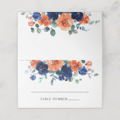 Navy Burnt Orange Hochzeit im Herbst Platzkarten (Außenseite Aufgefaltet)