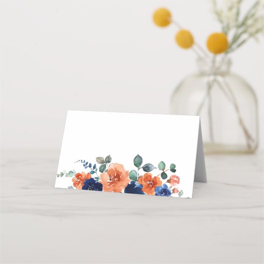 Navy Burnt Orange Hochzeit im Herbst Platzkarten (Rückseite)