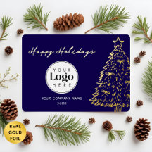 Navy Business Logo Weihnachten Danke Folienkarte
