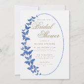 Navy Butterflies Boho Frame Elegantes Brautparty Einladung (Vorderseite)