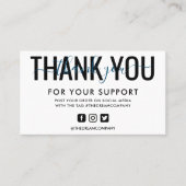 Navy Calligraphy Danke Mini Media Insert Visitenkarte (Vorderseite)