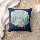 Navy Camping Adventure Forest Baby Boy Birth Stats Kissen (Decke)