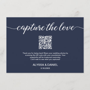 Navy Capture the Liebe QR Code Hochzeit Fotos Begleitkarte