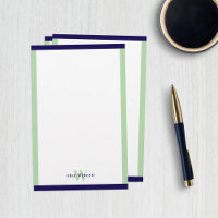 Navy & Celadon Borders Mit Monogramm