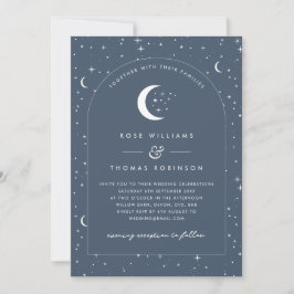 Navy Celestial Arched Wedding Invitation Foto Einladung