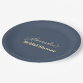 Navy Celestial Crescent Moon Brautparty Pappteller (Schrägansicht)