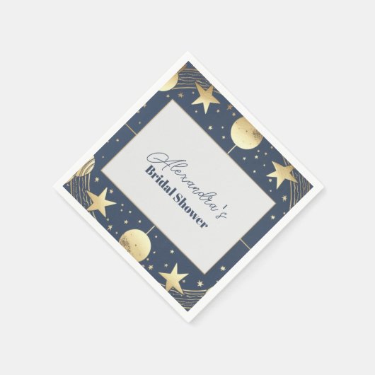 Navy Celestial Crescent Moon Brautparty Serviette (Ecke)