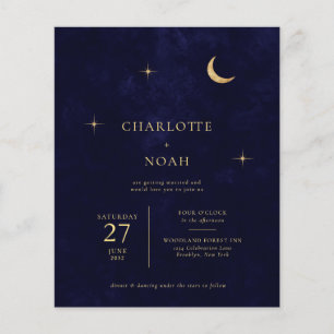 Navy Celestial Gold Moon Stars Foto QR Hochzeit