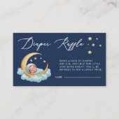 Navy Celestial Moon Baby Stars Diaper Raffle Card Begleitkarte (Vorderseite)