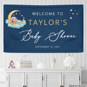 Navy Celestial Moon Stars Baby Shower Banner