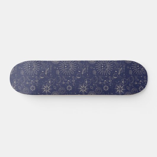 Navy Celestial Pattern Skateboard (Horizontal)