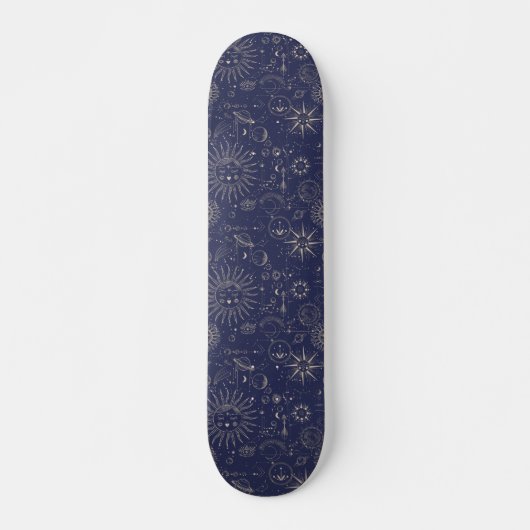 Navy Celestial Pattern Skateboard (Vorne)